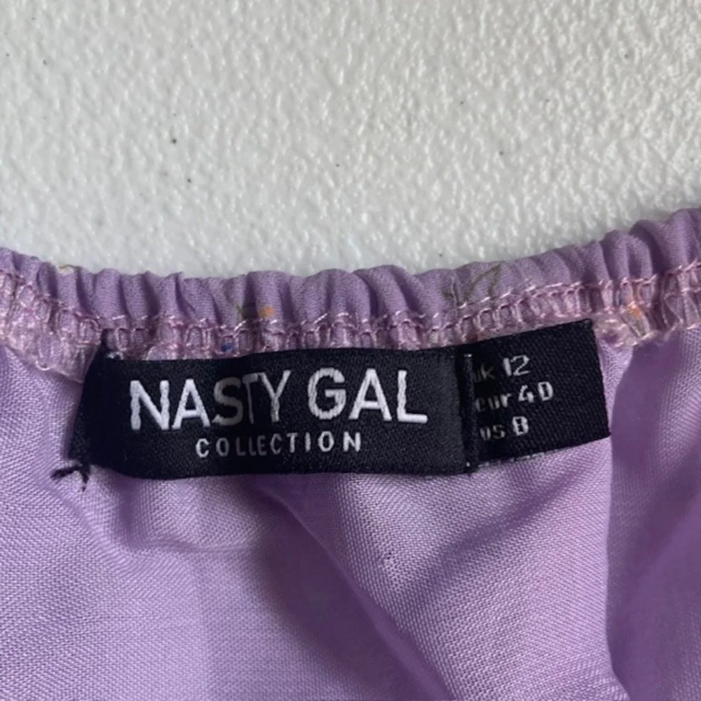 Nasty Gal Ditsy Floral Ruched Mini Dress US 8 Puff Sleeve Regencycore Y2K